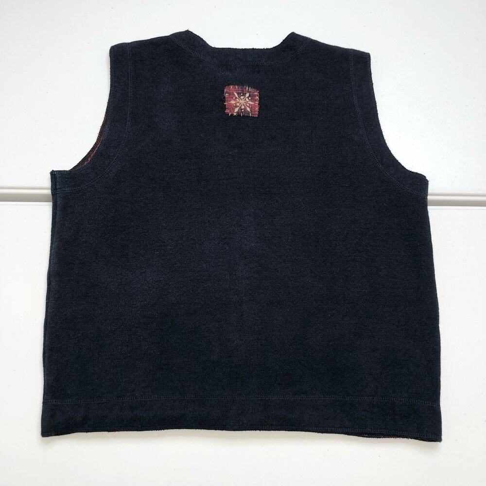 WoolRich Women's Sz L Black Embroidered Sleeveless 100% Wool Vest Cottagecore - Picture 7 of 7